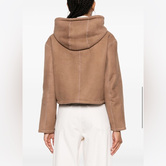 THEORY***100% Lamb Shearling Reversible Cropped Hooded Parka Coat***small $2395 - Picture 7 of 14